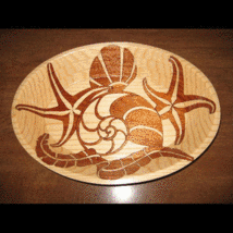Nautilus & Seashells, specialty inlaid wooden bowl