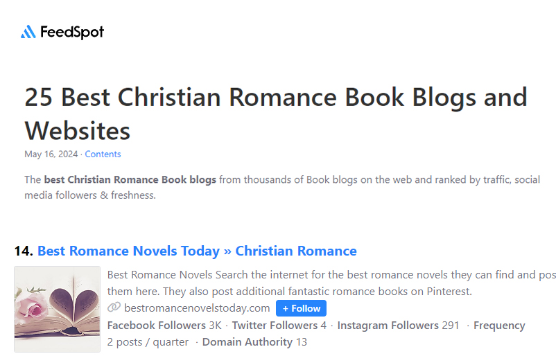 One of the Top Websites for Best Christian Romance Novels